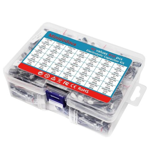 42 Values 810 Pieces, 0.1uF-2200uF, 10V 16V 25V 50V 100V, Electrolytic Capacitor Assortment Kit, DIY in-line Aluminum Capacitors Set, Direct Insertion Series in Saudi Arabia