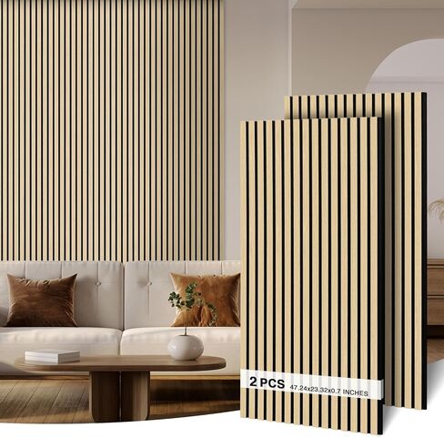Wood Panels for Wall, Soundproof & Acoustic Wood Slat Wall Panel for Interior Decor, Sound Absorbing Panels for Office,Home Theater & Living Room(Oak#13,2 Pack-47.2"*23.6") in Saudi Arabia