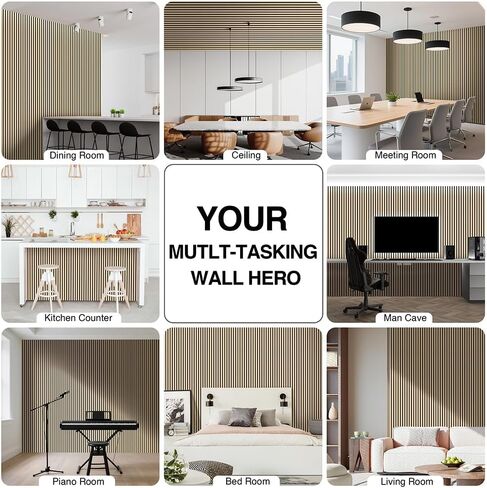 Wood Panels for Wall, Soundproof & Acoustic Wood Slat Wall Panel for Interior Decor, Sound Absorbing Panels for Office,Home Theater & Living Room(Oak#13,2 Pack-47.2"*23.6") in Saudi Arabia