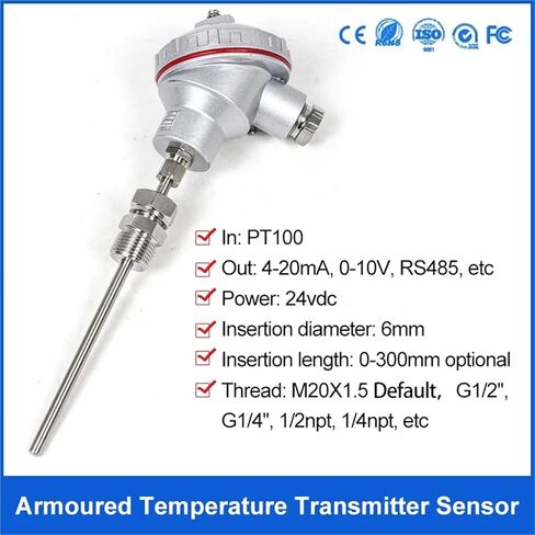 PT100 Temperature Sensor 4-20mA Output -50-500 Degrees Celsius Temperature Transmitter(-50-150degree4-20mA,200mm) in Saudi Arabia