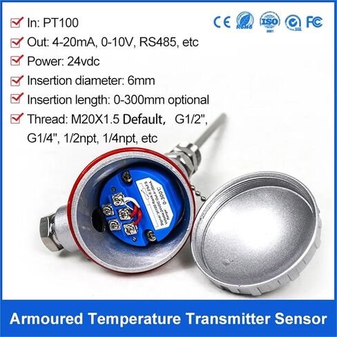 PT100 Temperature Sensor 4-20mA Output -50-500 Degrees Celsius Temperature Transmitter(-50-150degree4-20mA,200mm) in Saudi Arabia