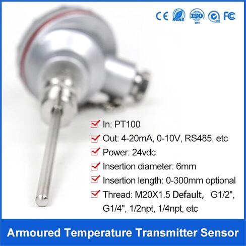 PT100 Temperature Sensor 4-20mA Output -50-500 Degrees Celsius Temperature Transmitter(-50-150degree4-20mA,200mm) in Saudi Arabia