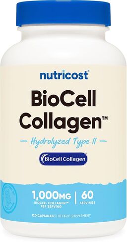 Nutricost BioCell Collagen (1,000mg) 120 Capsules - Hydrolyzed Type II Collagen Supplement, GMO-Free, Gluten-Free, 60 Servings in Saudi Arabia