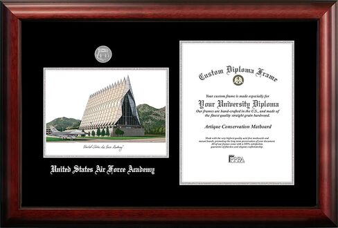 NCAA Air Force Falcons Unisex Silver Medallion Frame United States Air Force Academy 10w x 14h Silver Embossed Diploma Frame with Campus Images Lithograph, Brown, One Size in Saudi Arabia