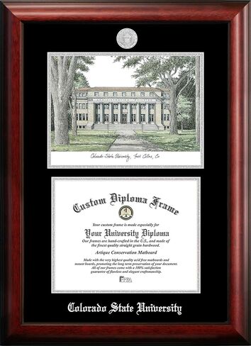 Campus Images NCAA Colorado State Rams Unisex Silver Medallion Frame Colorado State University 11w x 8.5h Silver Embossed Diploma Frame Lithograph, Brown, One Size in Saudi Arabia