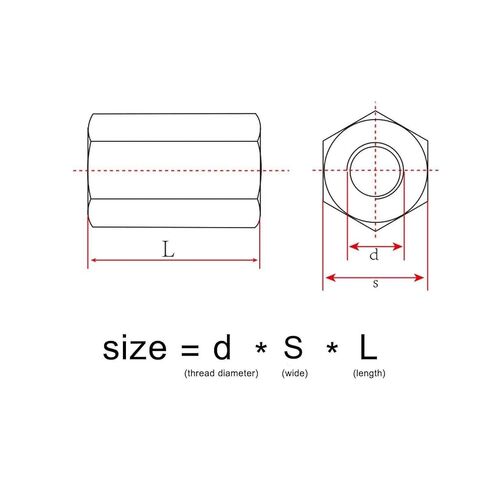 M3 M4 M5 M6 M8 M10 M12 304 Stainless Steel Hexagon Hex Extend Long Rod Coupling Nut Connector Joint Tubular DIN6334(8mm) in Saudi Arabia