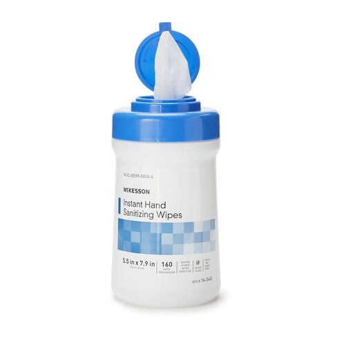 McKesson Instant Hand Sanitizing Wipes - Cleans Hands and Skin, Contains Ethyl Alcohol, No Rinsing Required - 5 1/2 in x 7 9/10 in, 160 Wipes, 12 Packs, 1920 Total in Saudi Arabia