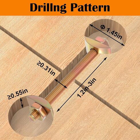 24 Pcs Countertop Connector Bolts, M8x100mm Joint Fasteners, Furniture Fastening Kit, Drawbolt/Bed/Butcher Block Miter Draw Bolt Flip Connector in Saudi Arabia