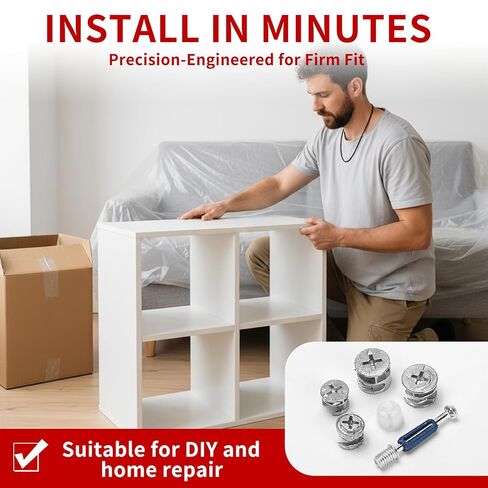 120 PcsCam Lock Nuts Set, 3 in 1 Cam Locks for Furniture Assortment Kit, Cam Screws for Furniture Hardware, Cam Bolt Fittings Fasteners Hardware Parts for Drawer Furnitures Cabinet Connectors in Kuwait