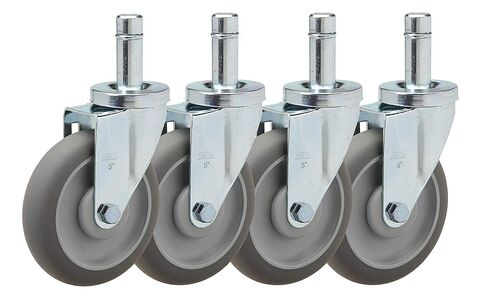 5" Caster Set for Metro Shelving | 4 Grip Ring Stem Swivels | Non-Marking Thermoplastic Rubber Wheels in Saudi Arabia