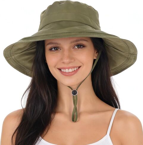 einskey upf 50+ قبعة شمس المرأة ، قبعة دلو عريضة للماء ، ثقب ذيل حصان ، قابل للتعبئة للبستنة على الشاطئ in Kuwait