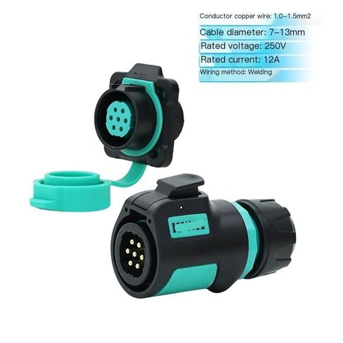 K20 Waterproof Aviation and Socket 2-3-4 core 5-7-9P pin Outdoor Power Quick Connector(7 core Plug B7 Square Socket 12A250V) in Saudi Arabia