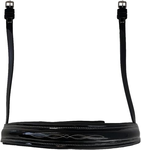Patent Leather Padded Noseband with Fancy Stitch – Black English Bridle Replacement – Cob & Horse Sizes – Ideal for Dressage & Show in Kuwait