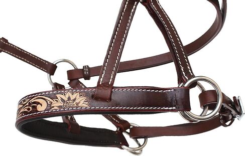 Horse Western Leather Bitless Sidepull Bridle Split Reins 77RS29BR in Saudi Arabia