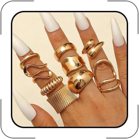 Chunky Rings Set for Women Statement Knuckles Rings Set Stacking Ring Anillos Para Mujer Accessorie Open Ring Boho Prom Costume Jewelry in Saudi Arabia