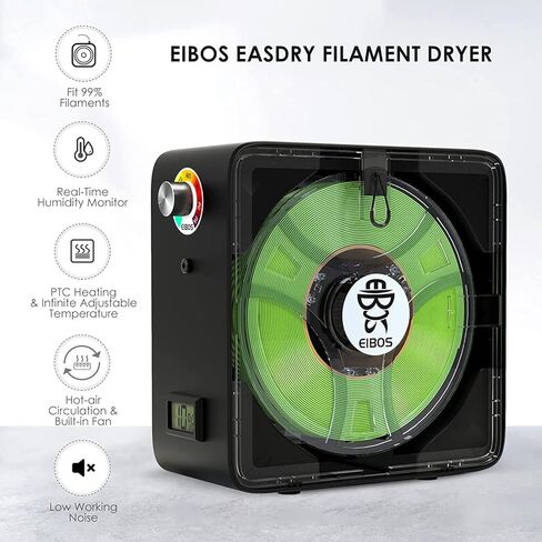 【EIBOS Official】 3D Printer Filament Dryer Easdry Box with Fan, Adjustable Temperature, Humidity Control & Spool Holder, Compatible with 1.75mm 2.85mm 3.00mm Nylon, PLA, ABS in Kuwait