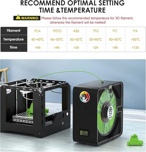 【EIBOS Official】 3D Printer Filament Dryer Easdry Box with Fan, Adjustable Temperature, Humidity Control & Spool Holder, Compatible with 1.75mm 2.85mm 3.00mm Nylon, PLA, ABS in Kuwait