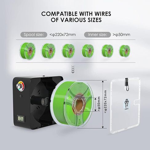 【EIBOS Official】 3D Printer Filament Dryer Easdry Box with Fan, Adjustable Temperature, Humidity Control & Spool Holder, Compatible with 1.75mm 2.85mm 3.00mm Nylon, PLA, ABS in Kuwait