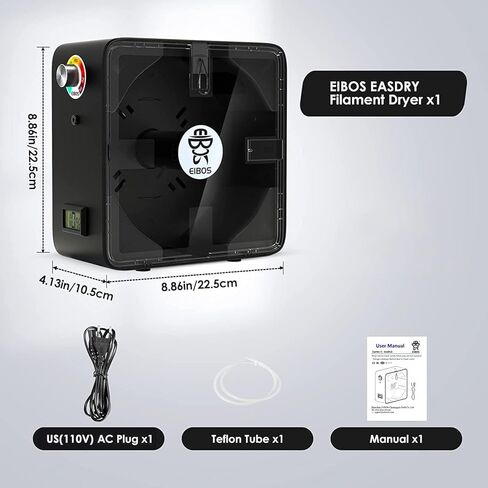 【EIBOS Official】 3D Printer Filament Dryer Easdry Box with Fan, Adjustable Temperature, Humidity Control & Spool Holder, Compatible with 1.75mm 2.85mm 3.00mm Nylon, PLA, ABS in Kuwait