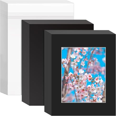 VOKOY 15 Set 11x14 White Picture Mats with Backing Boards and Bags for 8x10 Pictures, Frame Mattes Display Photo Paper Mat with Core Bevel Cut Clear Plastic Sleeves for Photos Paintings Prints in Saudi Arabia