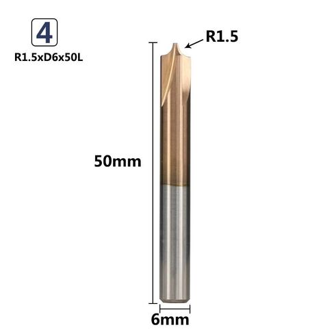 1pcs Carbide Corner Rounding End Mill R0.5-R5.0 Titanium Coating CNC Machine Router Bit Straight Shank 4-12mm Milling Cutter(R1.5xD6x50L) in Saudi Arabia