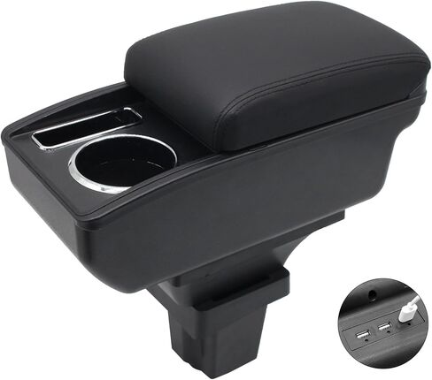 YJYWZH Car Armrest Storage Box for Chevy Chevrolet Trax 2016-2020 Double Layer Car Center Console Organizer with 6 USB Ports and Cup Holder Car Armrest Accessory(Black Thread) in Kuwait