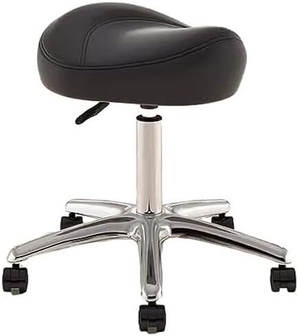 Saddle Office Chair Adjustable Height 36-50 Cm, Dental Hygienist Artists Saddle Rolling Stool, Metal Salon Saddle Seat with 360° Swivel PU Wheel (Color : Black) in Saudi Arabia