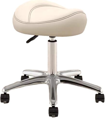 Saddle Office Chair Adjustable Height 36-50 Cm, Dental Hygienist Artists Saddle Rolling Stool, Metal Salon Saddle Seat with 360° Swivel PU Wheel (Color : Black) in Saudi Arabia