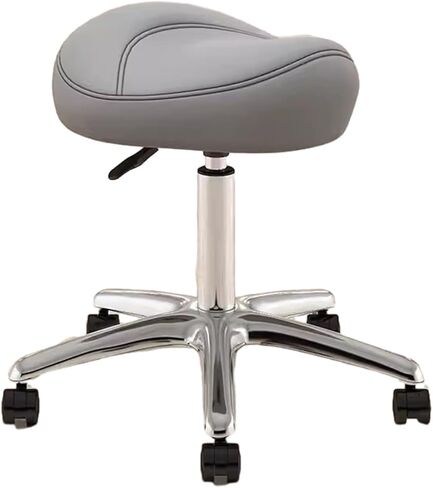 Saddle Office Chair Adjustable Height 36-50 Cm, Dental Hygienist Artists Saddle Rolling Stool, Metal Salon Saddle Seat with 360° Swivel PU Wheel (Color : Black) in Saudi Arabia