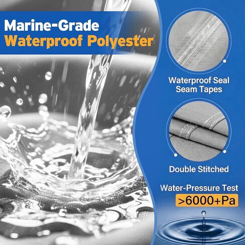 Pontoon Boat Cover 17-20 ft,900D Waterproof Boat Cover for Pontoon Boat, Heavy Duty Trailerable Pontoon Cover with Motor Cover,Fits 17', 18', 19' and 20' Pontoon Boats,14 Tie-Down Straps, Gray in Saudi Arabia
