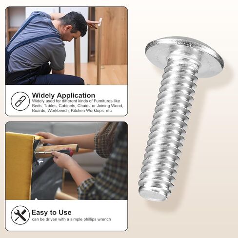 METALLIXITY Machine Screws Phillips Head(#10-24x1-3/4) 25Pcs, 304 Stainless Steel Round Head Phillips Drive Furniture Bolts - for Woodworking & Furniture Assembly, Silver in Kuwait