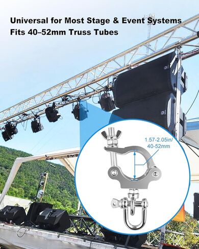 6 Pack Stage Truss Clamps for LED Video Wall, Heavy Duty Wider Aluminum Alloy Truss Clamps, Fits 40–52mm Truss Tubes, Stage Lighting Hooks for LED Screen Display, Stage Lights, DJ Events in Kuwait