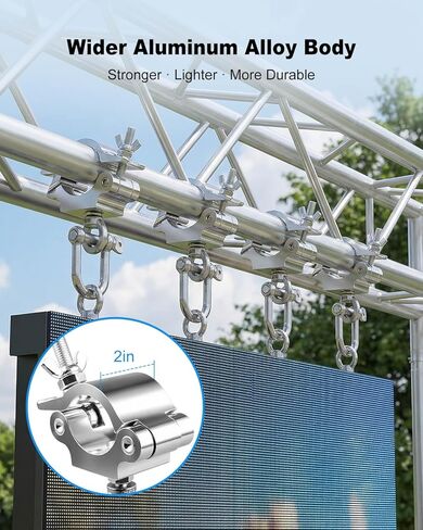 6 Pack Stage Truss Clamps for LED Video Wall, Heavy Duty Wider Aluminum Alloy Truss Clamps, Fits 40–52mm Truss Tubes, Stage Lighting Hooks for LED Screen Display, Stage Lights, DJ Events in Kuwait