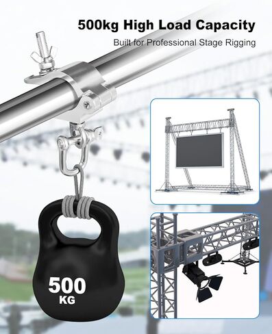 6 Pack Stage Truss Clamps for LED Video Wall, Heavy Duty Wider Aluminum Alloy Truss Clamps, Fits 40–52mm Truss Tubes, Stage Lighting Hooks for LED Screen Display, Stage Lights, DJ Events in Kuwait