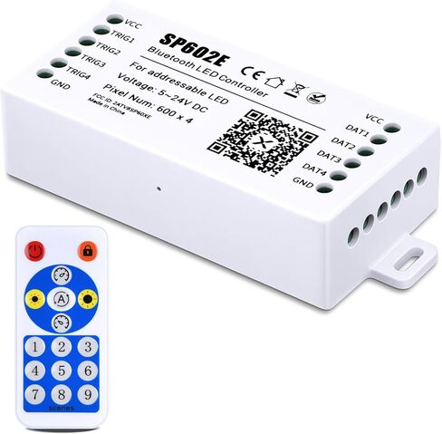 WS2812B WS2811 WS2813 WS2815 1903 SP602E Bluetooth Controller with 4 Signal Outputs, Compatible with LED Module Pixel Strip String Light Andriod iOS APP/RF Remote/Trigger Control in Saudi Arabia