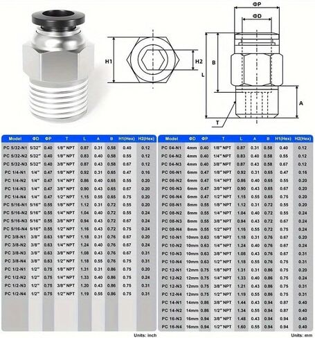 1PCS Male Straight 4mm Tube OD x 1/8 Inch BSP Thread Push to Connect Fitting PC4-01 in Saudi Arabia