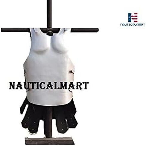 Nautical-Mart Grey Body Armor Muscle Cuirass Jacket سترة جلدية درع للجسم Spartan Masculata Grecoo - زي روماني، أبيض، كبير in Kuwait