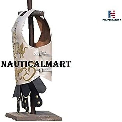 Nautical-Mart Grey Body Armor Muscle Cuirass Jacket سترة جلدية درع للجسم Spartan Masculata Grecoo - زي روماني، أبيض، كبير in Kuwait