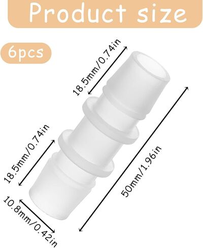 6Pcs Barbed Hose Fittings 1/2" x 1/2" Plastic Barbed Splicer Mender Joint Adapter Union Fitting Connectors for Aquarium, Household, Fuel, Gas, Liquid, Air Hose Repair in Saudi Arabia
