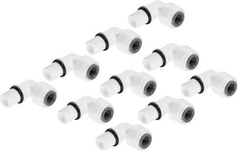 1/4 Inch Push to Connect Fitting Elbow, 10 Pack 1/8NPT Male Thread Quick Fittings POM Right Angle Hose Pipe Connector, White in Saudi Arabia