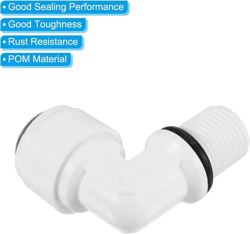 1/4 Inch Push to Connect Fitting Elbow, 10 Pack 1/8NPT Male Thread Quick Fittings POM Right Angle Hose Pipe Connector, White in Saudi Arabia