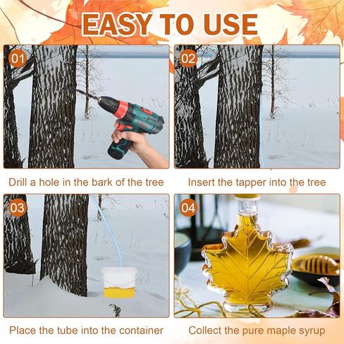 5 Sets Maple Syrup Tapping Kit Including 5 Buckets (5L) with Lid, 30ft Tubing, 10 Tree Taps, 1 Tap & Drill Bit Maple Tree Tapping Kit for Experts or Beginners Maple Birch Syrup Collection Supplies in Kuwait