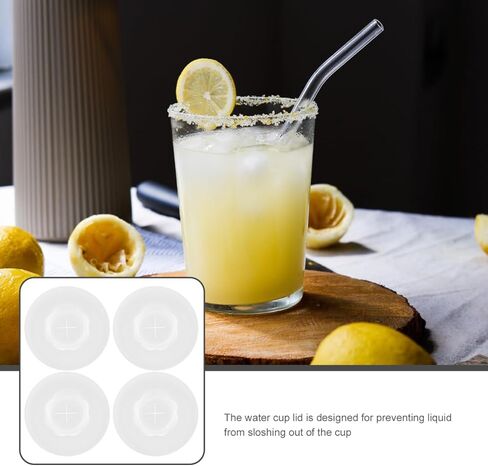 SHINEOFI 4Pcs Silicone Cup Lids with Straw Hole Reusable Round Covers for Drink Protection Spill Prevention and Dustproof Fit Universal Cup Lids for Mug Tea Coffee Wine Glass in Saudi Arabia