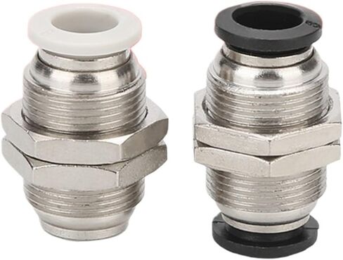 Pneumatic connector partition plate straight-through quick-plug quick connector copper thread PM-8/10/12 string through plate PU tracheal connector(White PM-4) in Saudi Arabia