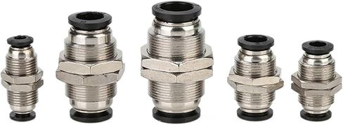 Pneumatic connector partition plate straight-through quick-plug quick connector copper thread PM-8/10/12 string through plate PU tracheal connector(White PM-4) in Saudi Arabia