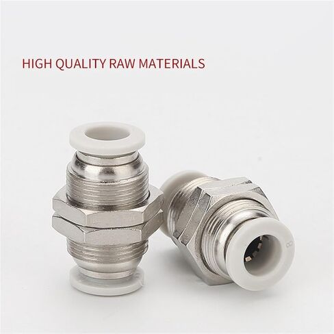 Pneumatic connector partition plate straight-through quick-plug quick connector copper thread PM-8/10/12 string through plate PU tracheal connector(White PM-4) in Saudi Arabia