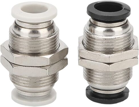 Pneumatic connector partition plate straight-through quick-plug quick connector copper thread PM-8/10/12 string through plate PU tracheal connector(White PM-4) in Saudi Arabia