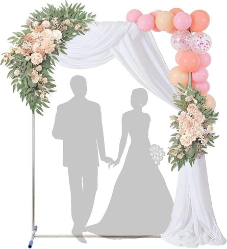 Wedding Arch Backdrop Stand for Ceremony, 7x6 FT Large Square Metal Arch Frame No Fall, Rectangle Archway for Party, Garden, Anniversary, Birthday, Baby Shower, Outdoor Balloon Decor, Stainless Steel in Saudi Arabia