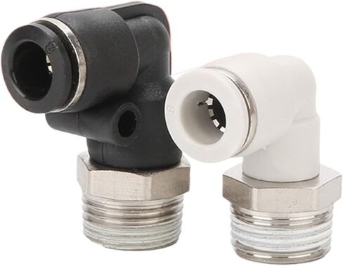 Tracheal joint pl8-02 pneumatic quick connector 6-01 right angle quick plug thread elbow connector plastic 10-03(White PL 6-04) in Saudi Arabia