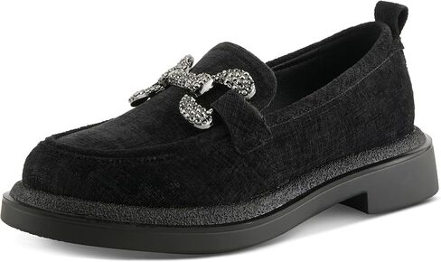 حذاء نسائي من PATRIZIA Marlen Velvet Loafers بزخرفة معدنية وتفاصيل كريستالية وملاءمة مريحة in Saudi Arabia